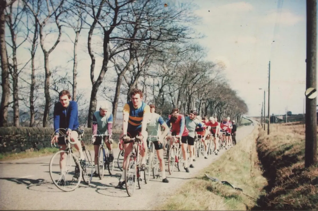 Vintage photograph of the club riding out together
