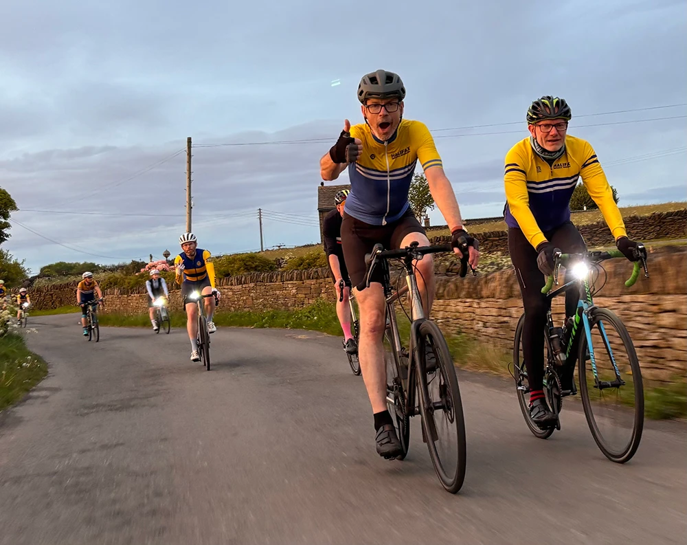 Club riders on a Thursday night social ride